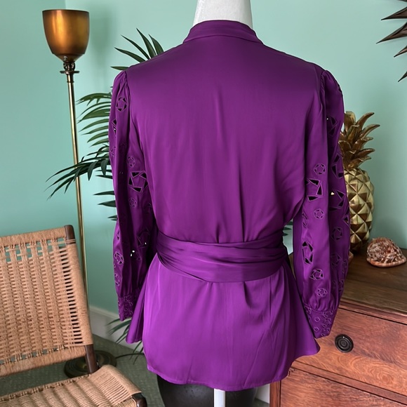 Catherine Malandrino Purple Wrap Blouse Size 4 - Picture 3 of 8